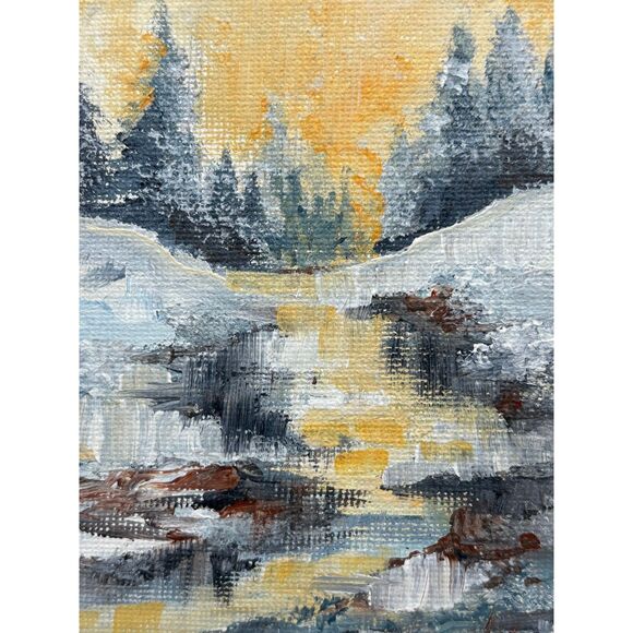 Vintage Artist Signed Painting Annette Perone Leiber Mountain Lake Framed - Picture 2 of 6